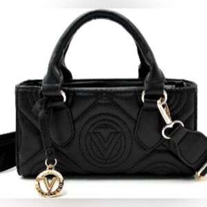 Valentino Orlandi Black Satchel with Gold Accents